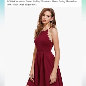 Elegant Burgundy Scalloped Dress